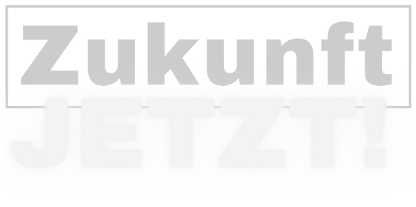 Schriftzug Zukunft Jetzt in weiß mit transparentem Hintergrund